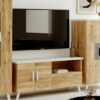 Mueble TV Elisa en roble tirador blanco