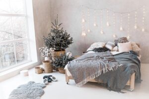 Dormitorio de color gris